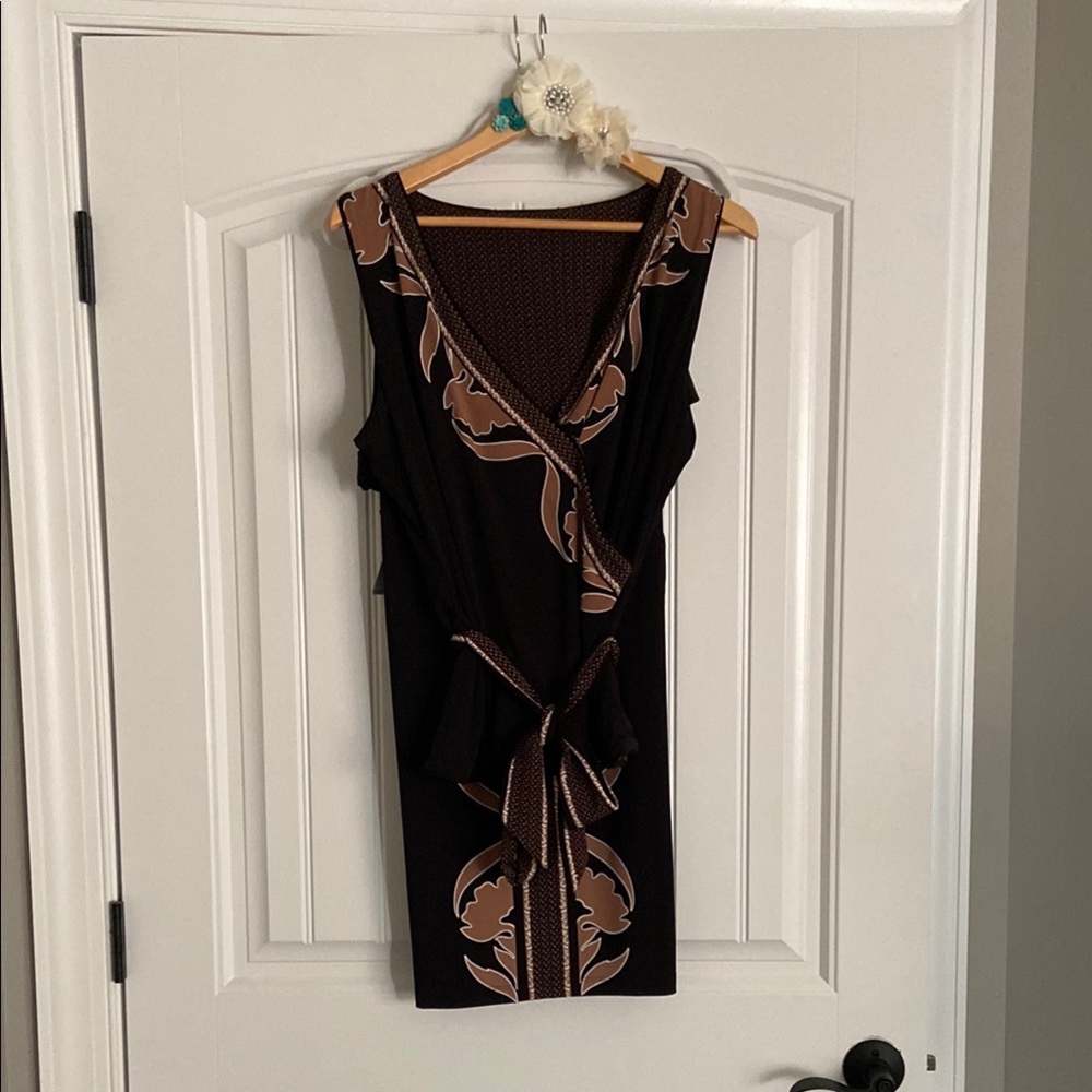 White House Black Market Asymmetrical Jumpsuit Black Brown
